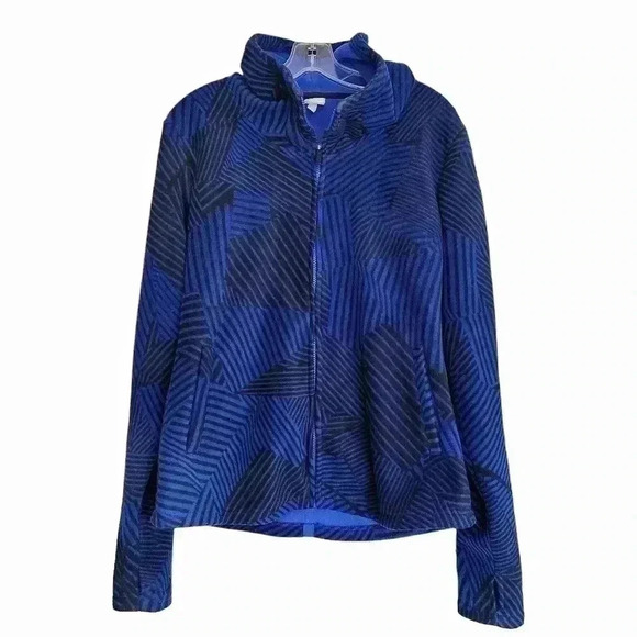 Bench Women’s L Fleece Hoodie Full Zip Black Blue Striped Activewear Athleisure - Picture 3 of 14